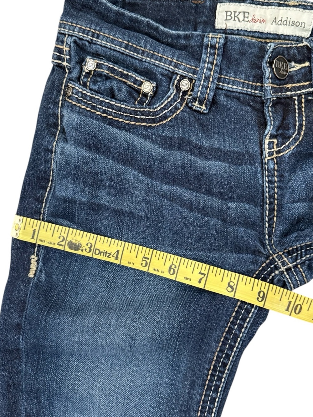 BKE Addison Low Rise Jeans Women’s 25 Dark Wash Whispering Stretch Thick Stitch - Picture 12 of 15